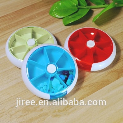 Promotional colorful Round Rotating 7 Day Round Rotating Plastic Pill Box