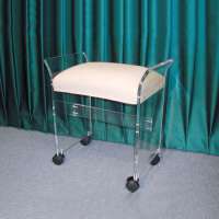 Antique Industrial Acrylic Bar Stools with Wheels Lucite Clear  shower ottoman